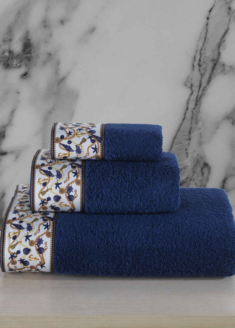 KOD-9660 PAMUK 3 PARÇA BANYO HAVLU SETİ - LACİVERT