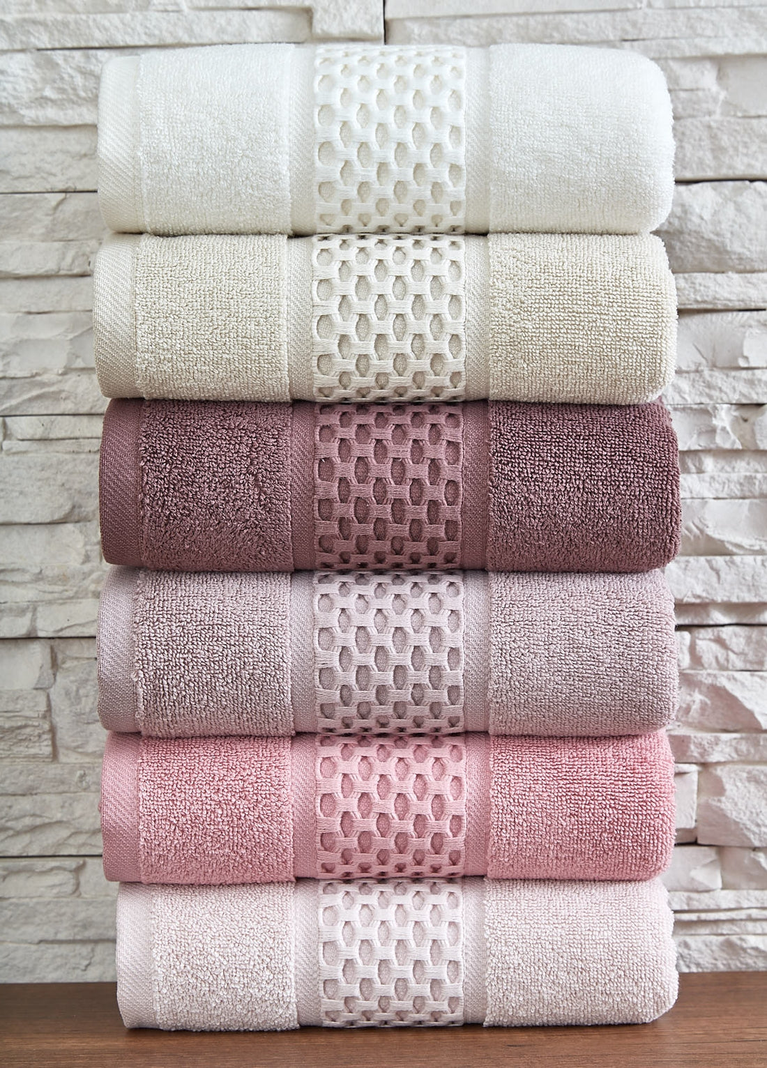 KOD-9051 PAMUK 70X140 BANYO HAVLU SETİ (6'LI) - KARIŞIK