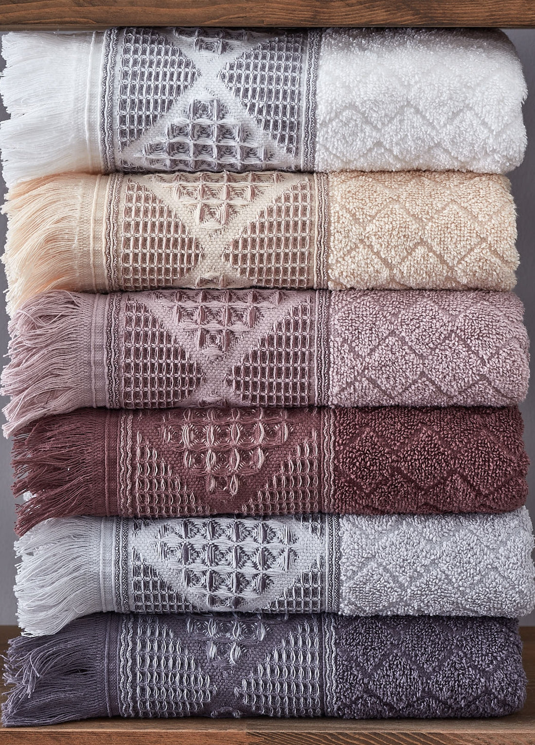 KOD-9061 PAMUK 70X140 BANYO HAVLU SETİ (6'LI) - KARIŞIK