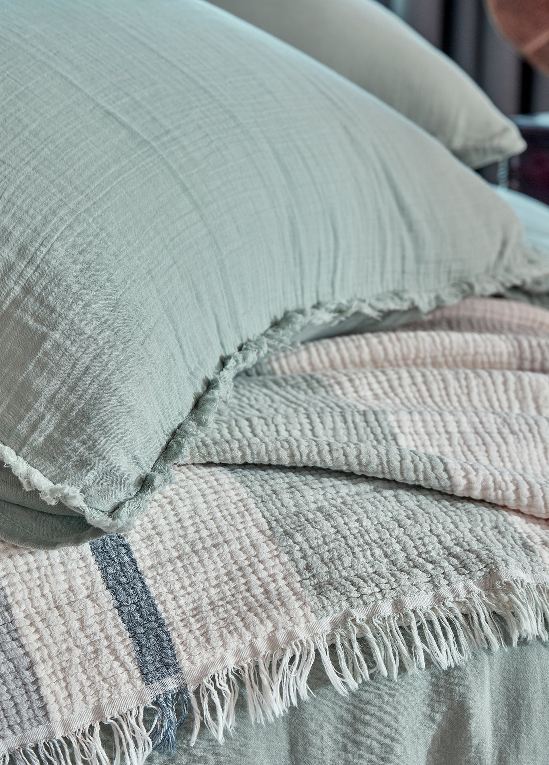 Shıne Pamuk Çift Kişilik Müslin Nevresim Takımı - Mint