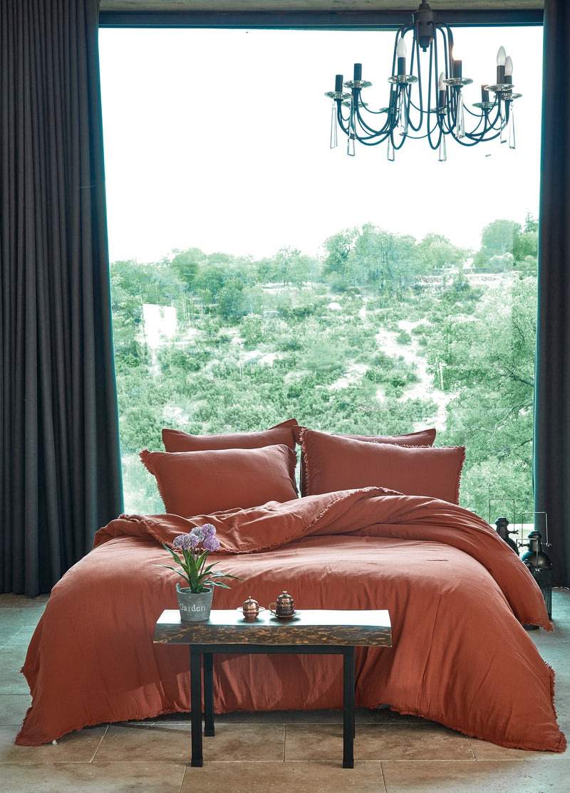 Shıne Pamuk Çift Kişilik Müslin Nevresim Takımı - Brıck