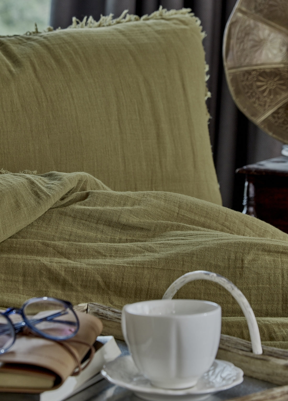 Shıne Pamuk Çift Kişilik Müslin Nevresim Takımı - Yeşil