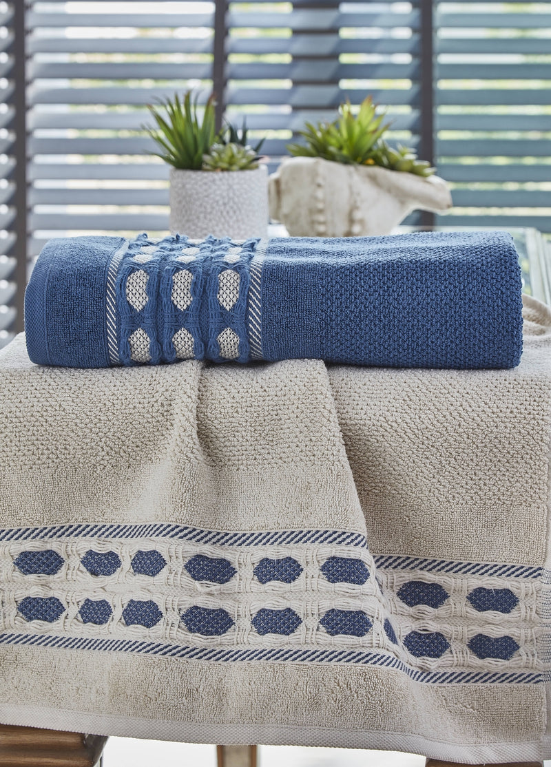 КОД-9841 НАБОР БАННЫХ ПОЛОТЕНЦИЙ 50X90/70X140 ХЛОПКОВЫЙ ЖАККАРД (2 ШТ. В НАБОРЕ) – СМЕШАННЫЙ