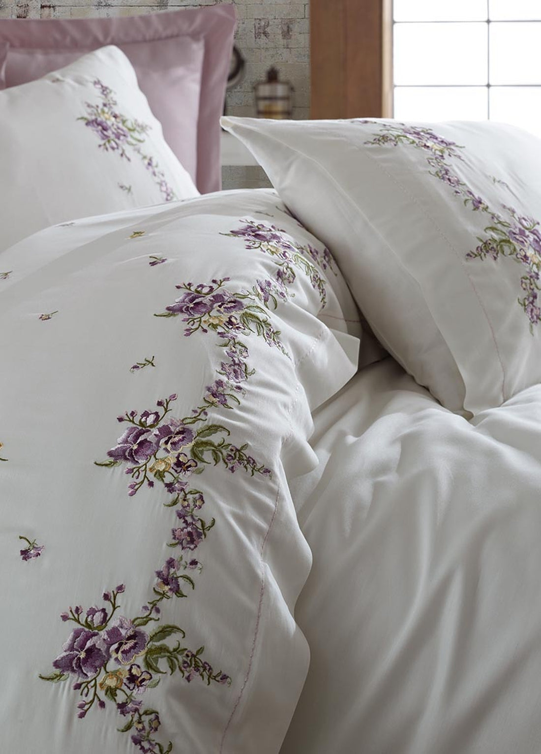 Nisa Pamuk Saten Çift Kişilik Nevresim Takımı - Beyaz