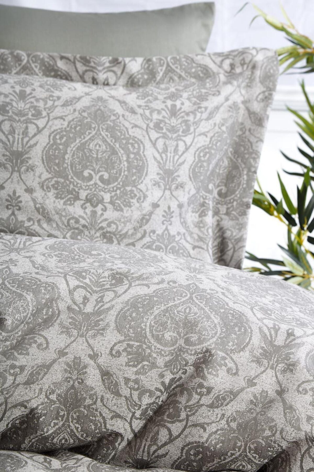 Pamuk Saten Jakarlı Çift Kişilik Nevresim Takımı - Carolina Haki