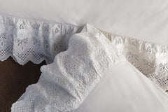 Romantica Poplin Kumaş Güpürlü Nevresim Takımı - Krem
