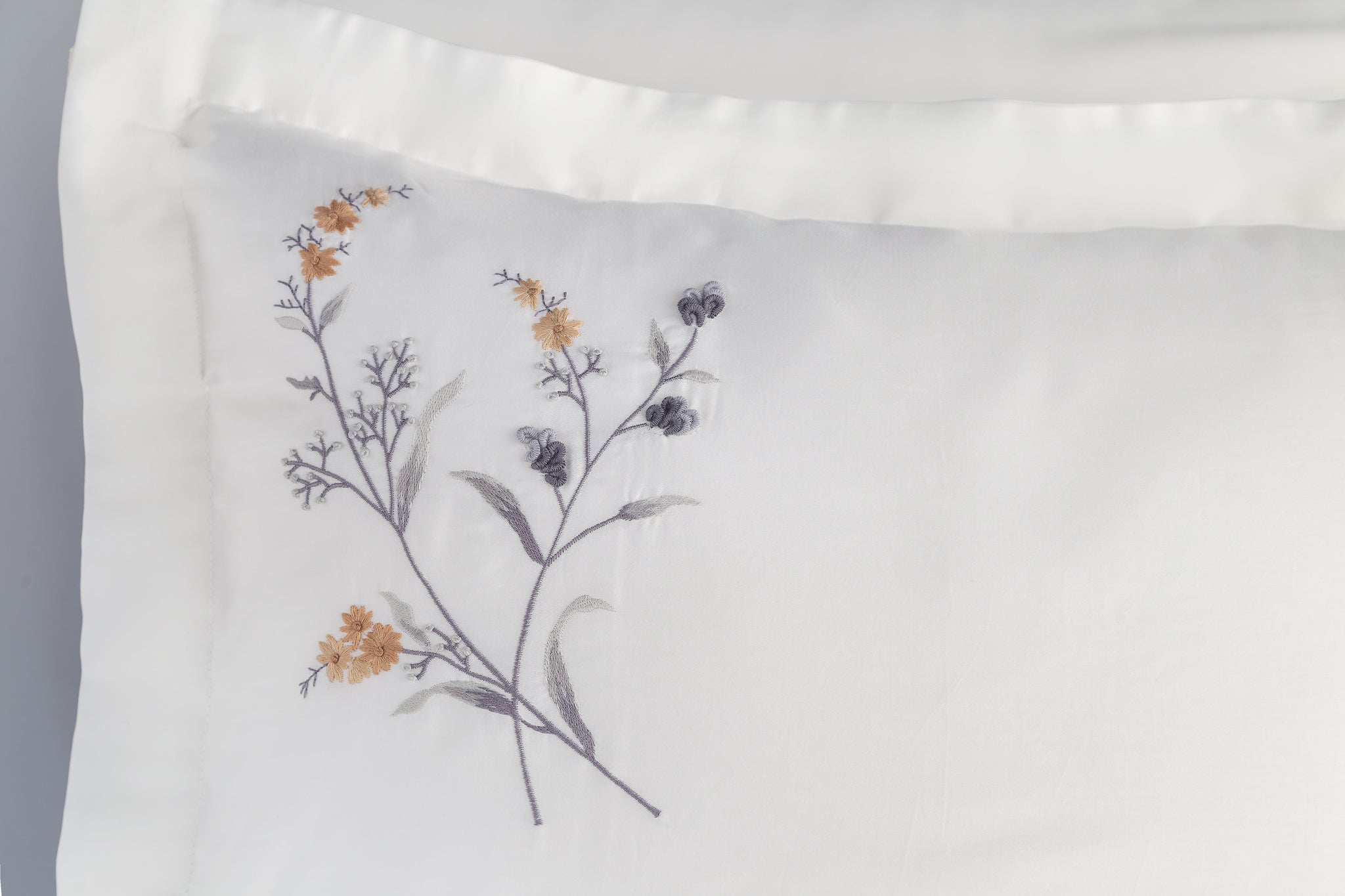 Sementa Nakışlı&El-işi Pamuk Saten Nevresim Takımı - Antrasit