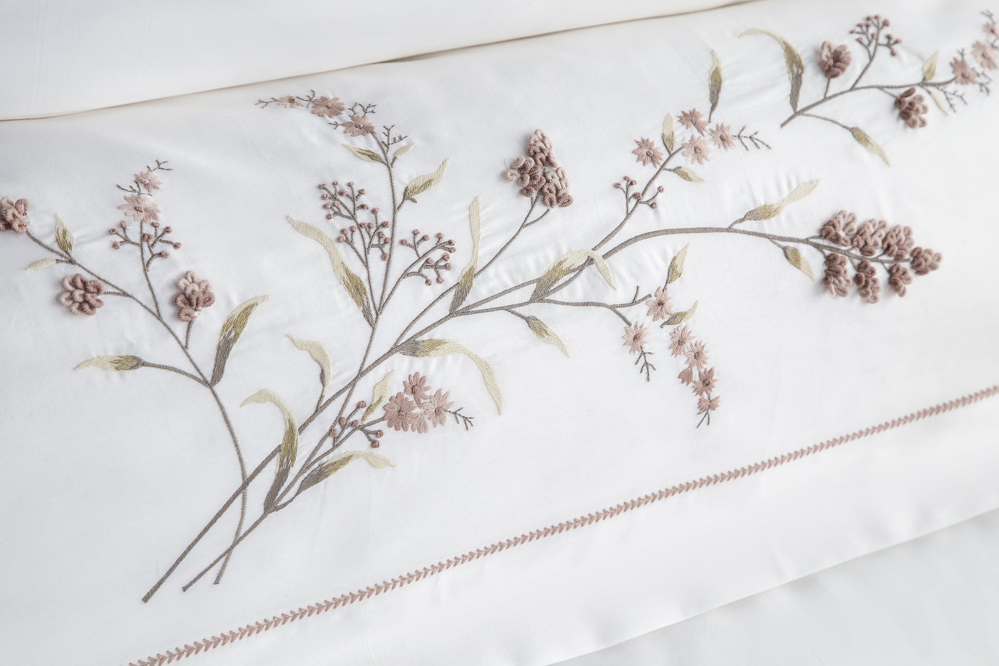 Sementa Nakışlı&El-işi Pamuk Saten Nevresim Takımı - Bej