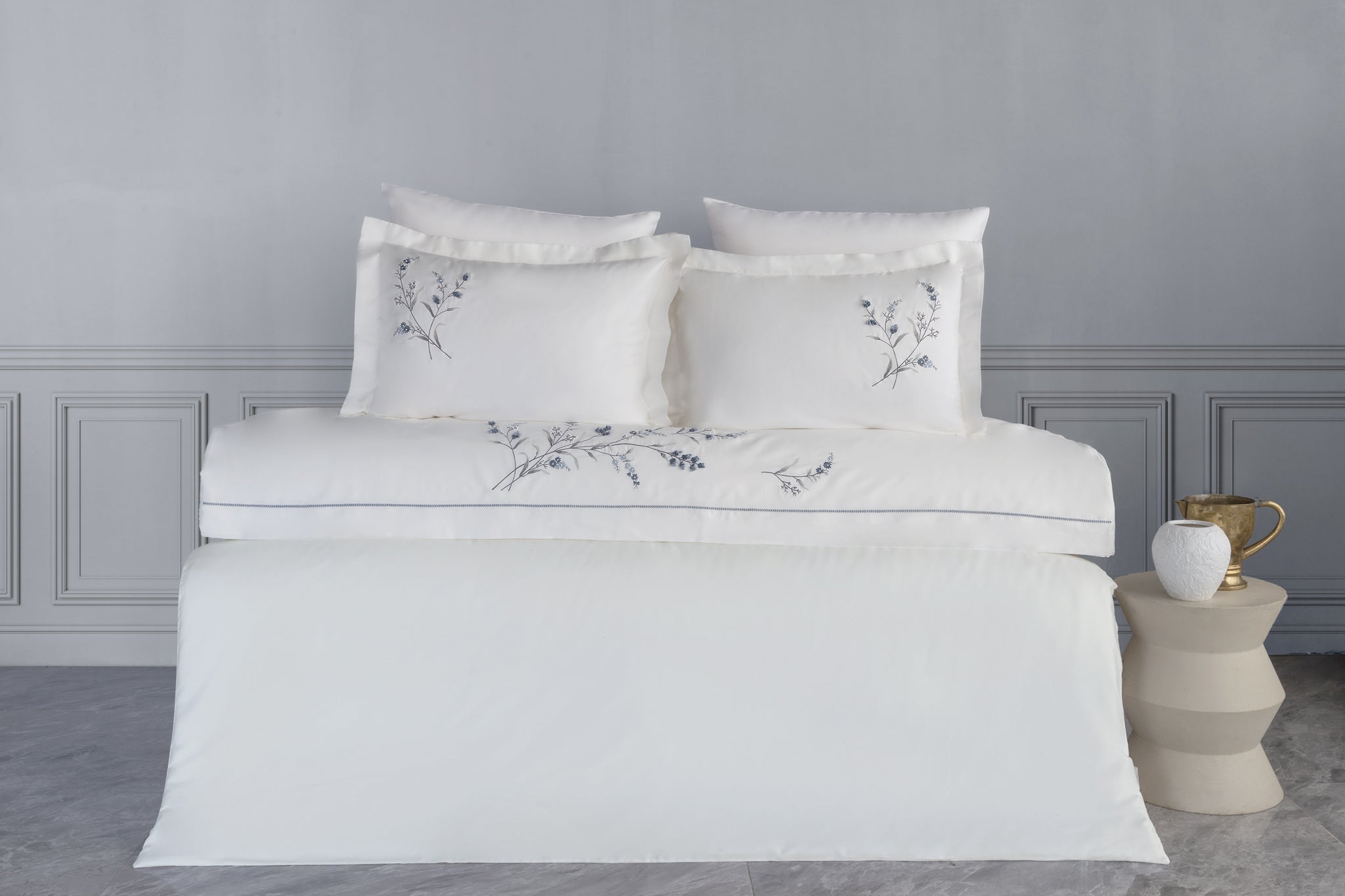 Sementa Nakışlı&El-işi Pamuk Saten Nevresim Takımı - Lacivert