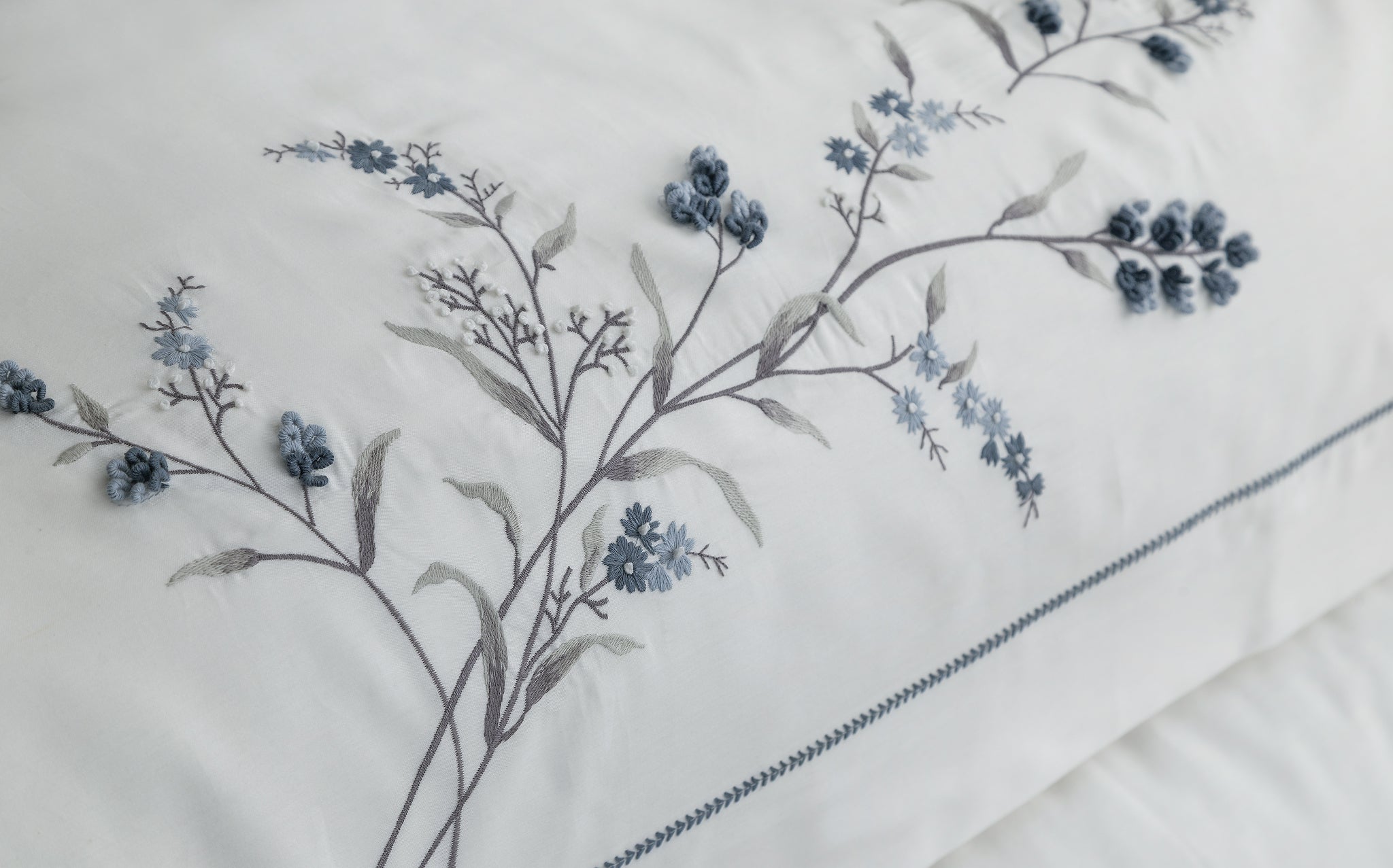 Sementa Nakışlı&El-işi Pamuk Saten Nevresim Takımı - Lacivert