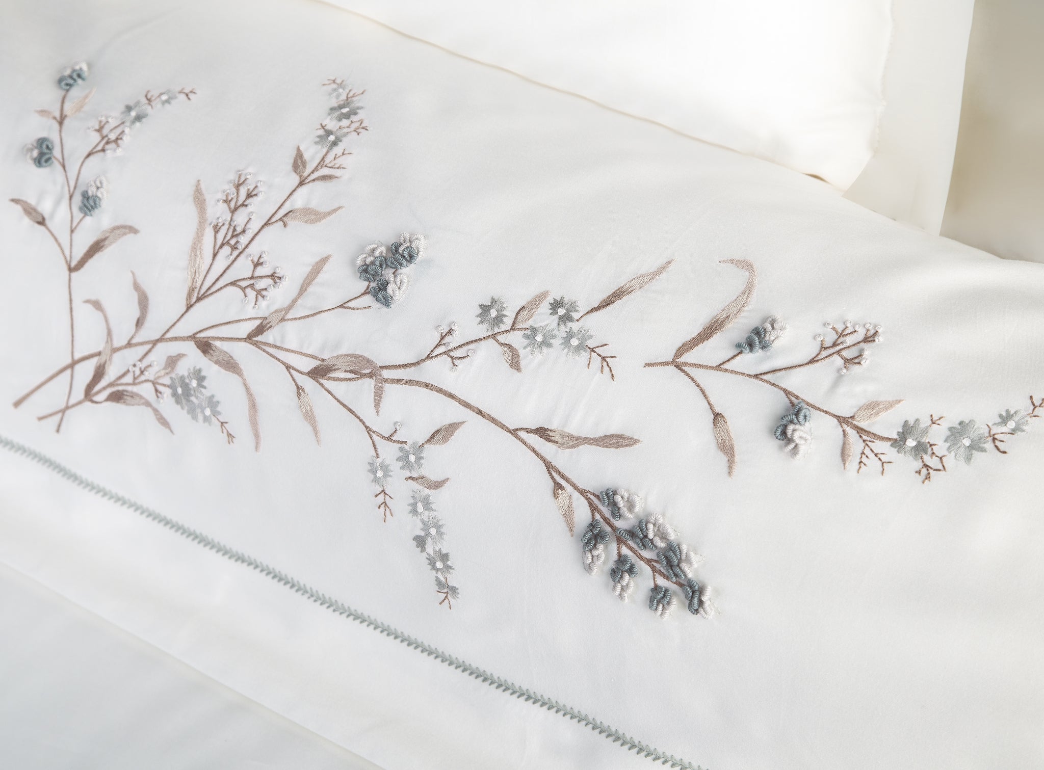 Sementa Nakışlı&El-işi Pamuk Saten Nevresim Takımı - Mint