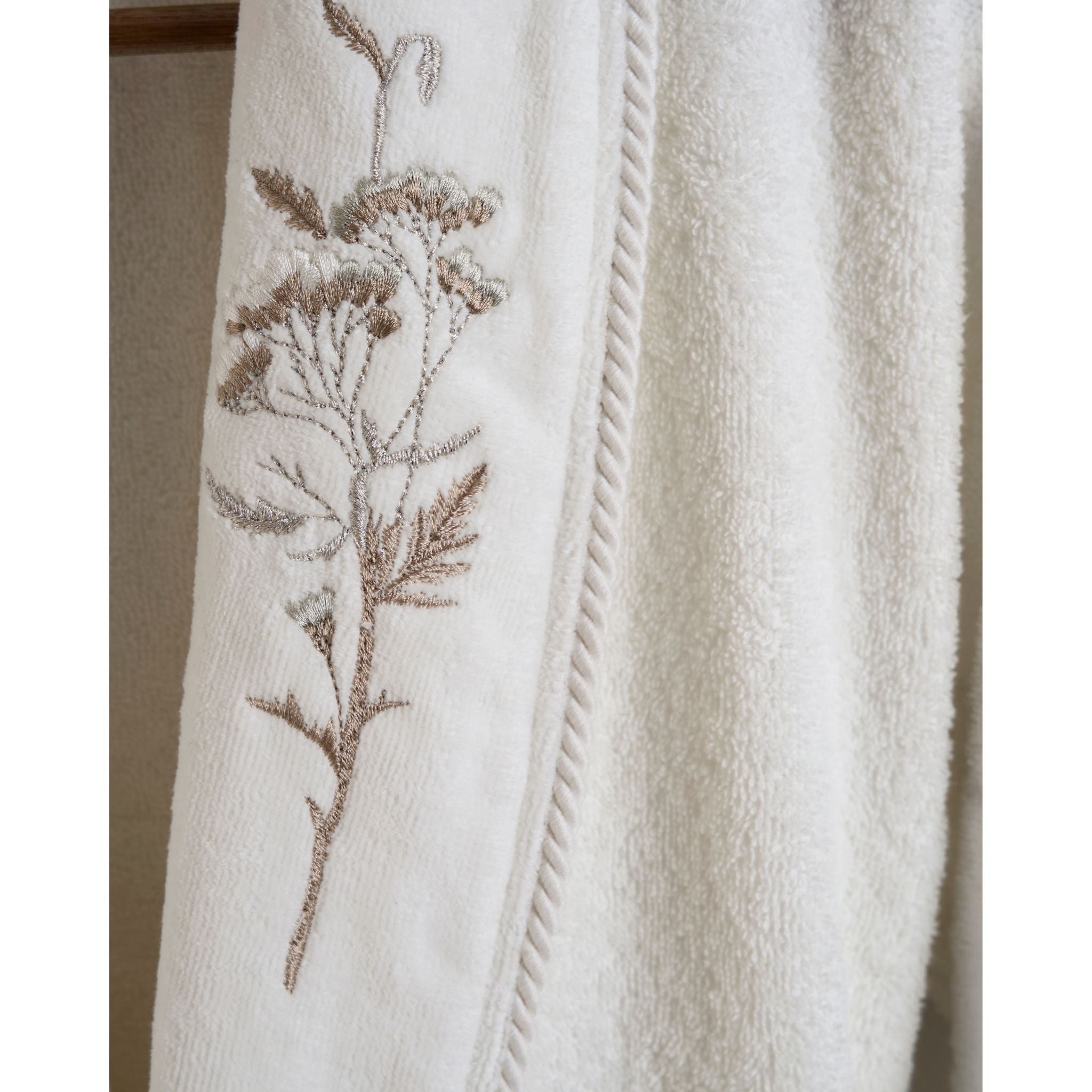 Seren Tek Kadın Pamuk Bornoz - Krem