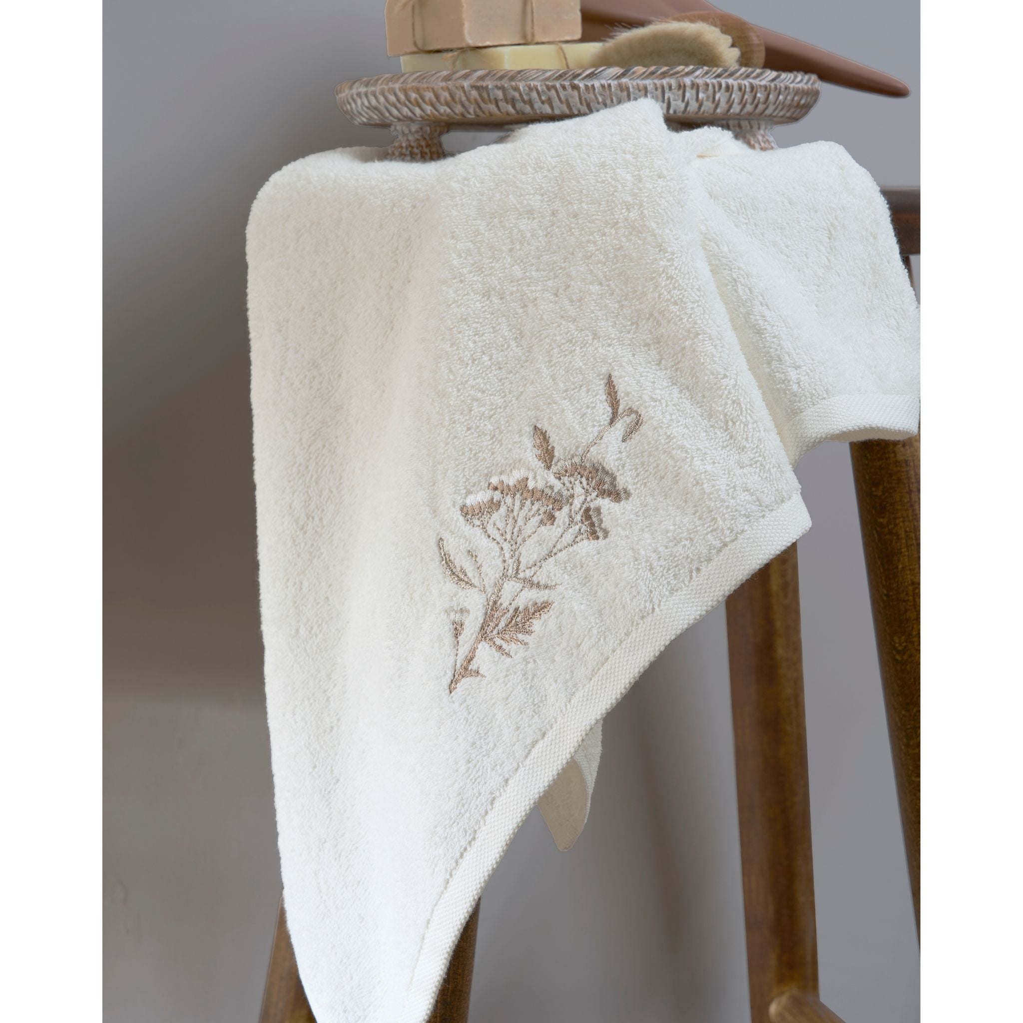 Seren Tek Kadın Pamuk Bornoz - Krem