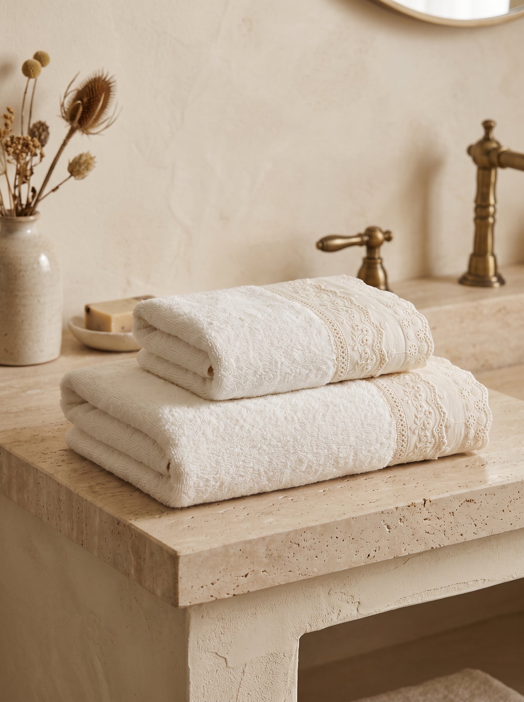 Sorella 2'li Güpürlü Banyo Havlu Seti
