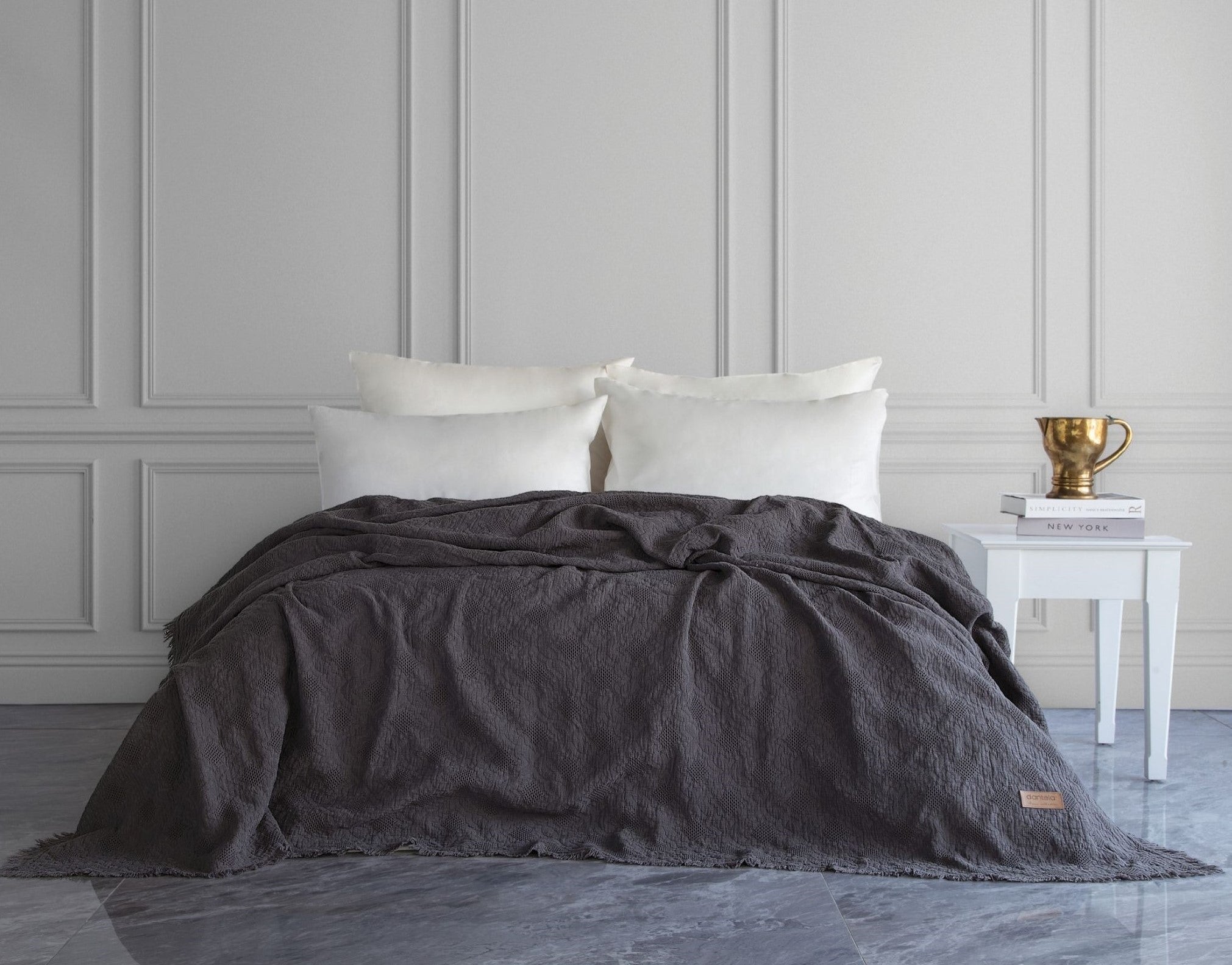 Notte Fitilli Yatak Örtüsü - Antrasit