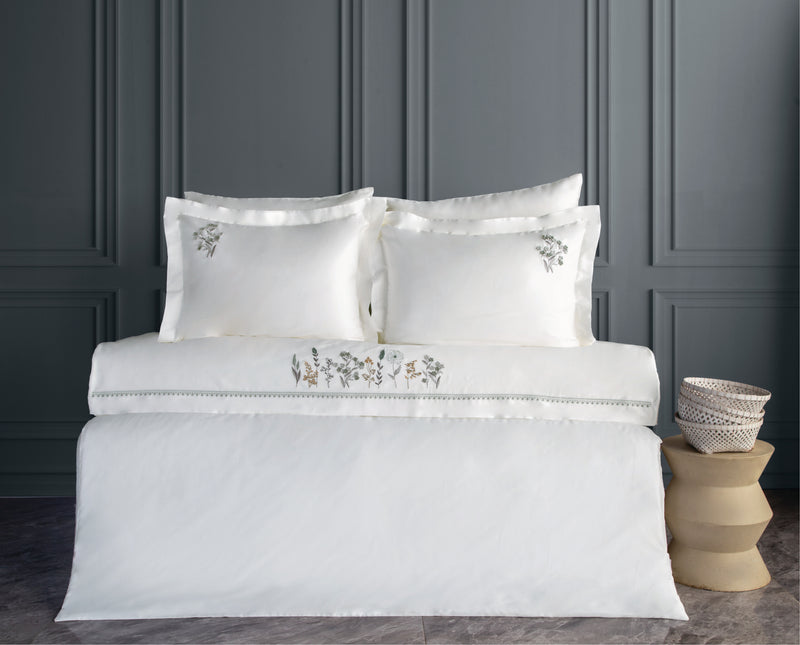 Veria Nakışlı & El İşi Pamuk Saten Nevresim Takımı - Mint