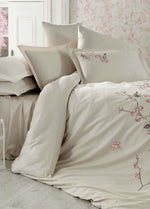 Butterfly 3D Nakışlı Pamuk Saten Nevresim Takımı - Bej