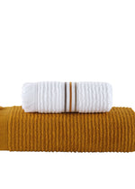 KOD-8093 50X90/80X150 ЖАККАРДОВОЕ ХЛОПКОВОЕ ПОЛОТЕНЦЕ (2 ШТ.) - БЕЛО-ОРАНЖЕВЫЙ