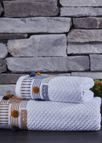 50x90 + 70x140  PAMUKLU JAKARLI HAVLU SETİ  BEYAZ (2'Lİ) - Kod 9831