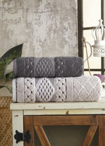 50X90 + 85X150 PAMUKLU JAKARLI HAVLU SETİ (2'Lİ) - Kod 8943