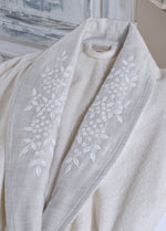 Sude 6'lı Nakışlı Pamuk Bornoz Seti - Krem/Bej