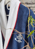 Marine 6 Parça Pamuk Aile Bornoz Seti - Mavi/Beyaz