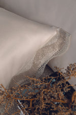 Alezya Pamuk Saten Çift Kişilik Güpürlü Nevresim Takımı - Bej