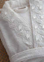 Beyonce 6'lı 3D Güpürlü Pamuk Bornoz Seti  - Krem/Krem