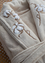 Cameron  6'lı Nakışlı Pamuk Bornoz Seti - Kahve/Bej