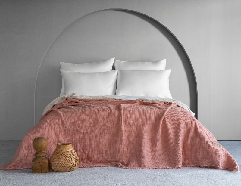 Camino Müslin 4 Katlı Yatak Örtüsü - Brick