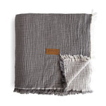 Camino Müslin 4 Katlı Yatak Örtüsü - Antrasit- Açık Gri