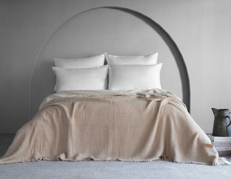 Camino Müslin 4 Katlı Yatak Örtüsü - Bej