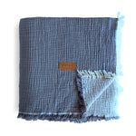 Camino Müslin 4 Katlı Yatak Örtüsü - Lacivert-Açık Mavi