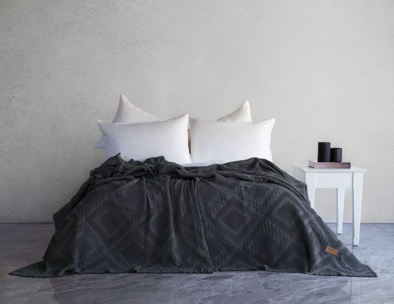 Carro Waffle Yatak Örtüsü - Antrasit