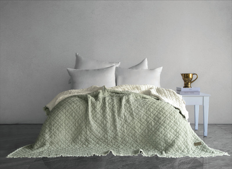 Cedric Polyester Dolgulu Yıkamalı Yatak Örtüsü - Mint