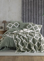Покрывало и пододеяльник Garcia с двойными кусочками пахлавы - хаки