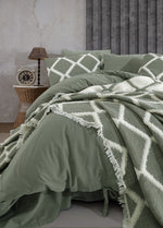 Покрывало и пододеяльник Garcia с двойными кусочками пахлавы - хаки