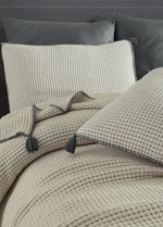 Drina Çift Kişilik Püsküllü Yatak Örtüsü Seti - Antrasit