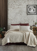 Drina Çift Kişilik Püsküllü Yatak Örtüsü Seti - Bordo