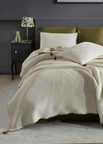 Drina Çift Kişilik Püsküllü Yatak Örtüsü Seti -  Haki