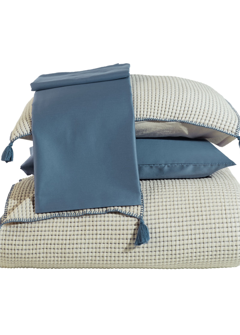 Комплект покрывала с двойными кисточками Drina - Индиго