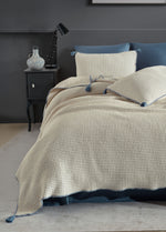 Комплект покрывала с двойными кисточками Drina - Индиго