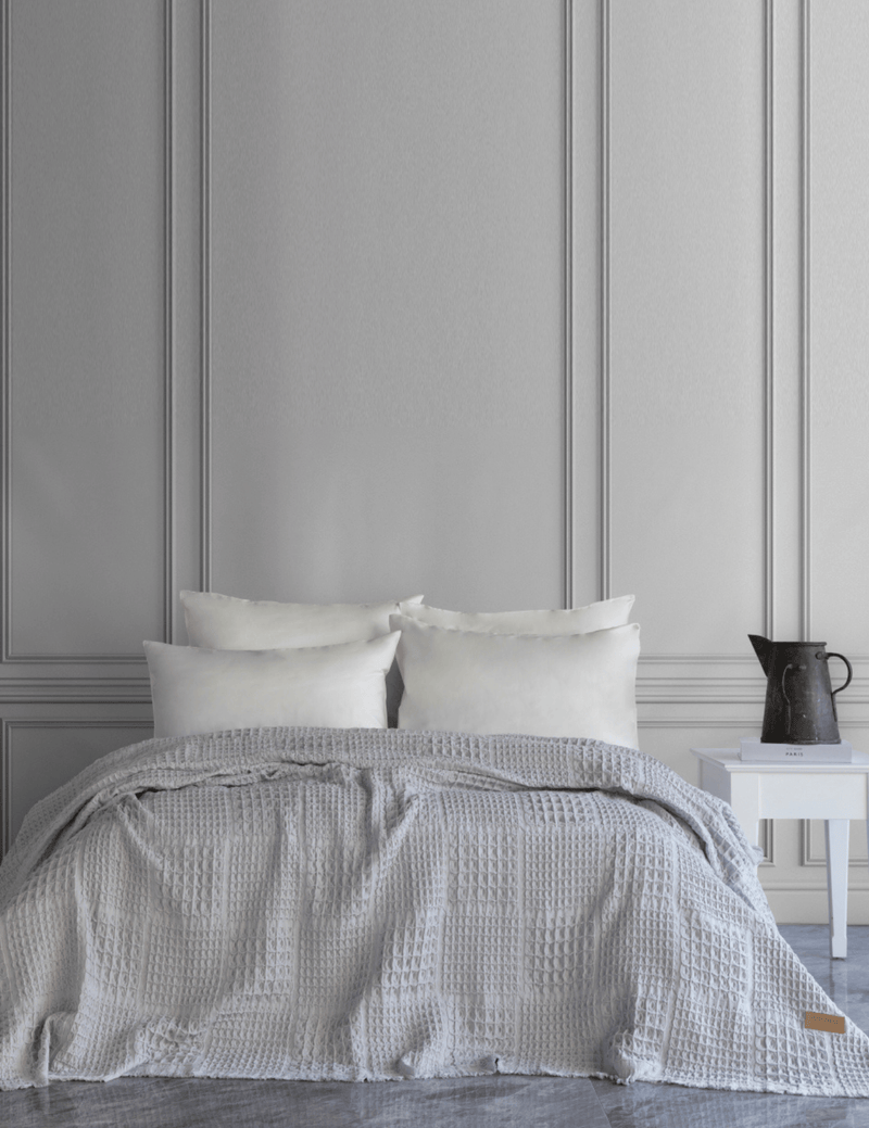Denzy %100 Pamuk Waffle Yatak Örtüsü & Pike 240x260 Cm Gri