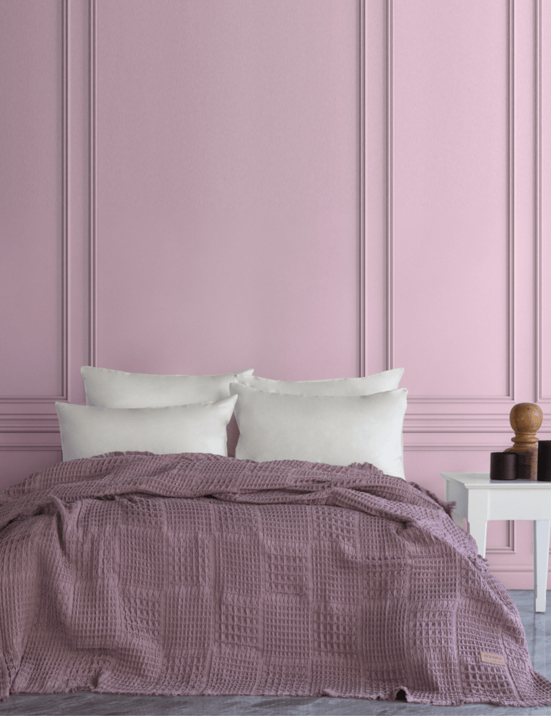 Denzy %100 Pamuk Waffle Yatak Örtüsü & Pike 240x260 Cm Pudra