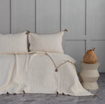 Drina Çift Kişilik Püsküllü Yatak Örtüsü & Pike Takımı - Bej