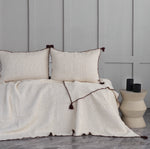 Drina Çift Kişilik Püsküllü Yatak Örtüsü & Pike Takımı - Bordo