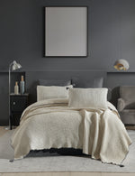 Drina %100 Pamuk Çift Kişilik Püsküllü Müslin Yatak Örtüsü & Pike Seti Antrasit