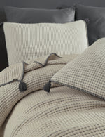 Drina %100 Pamuk Çift Kişilik Püsküllü Müslin Yatak Örtüsü & Pike Seti Antrasit