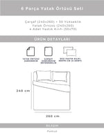 Drina Çift Kişilik 6 Parça Püsküllü Müslin Yatak Örtüsü & Pike Takımı Bordo