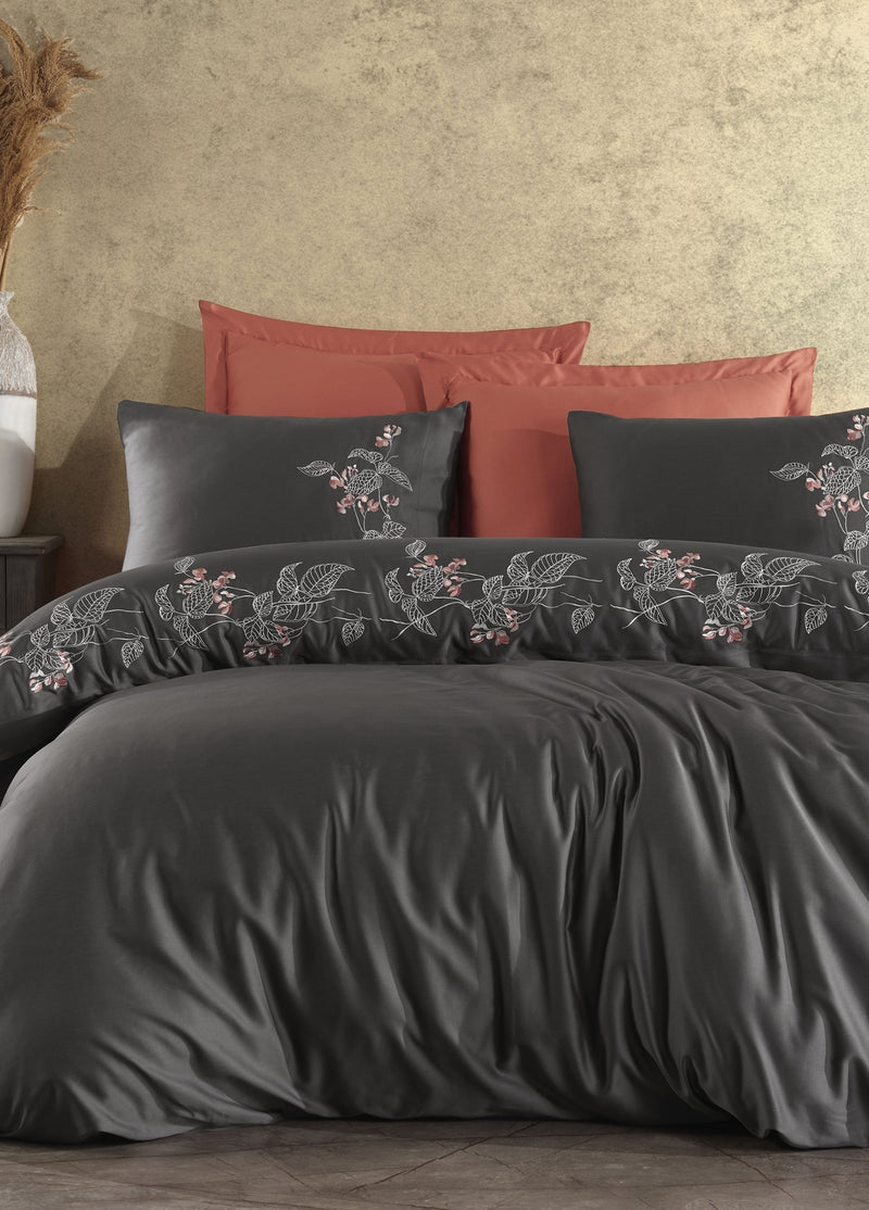 Efra Nakışlı Nevresim Takımı - Antrasit